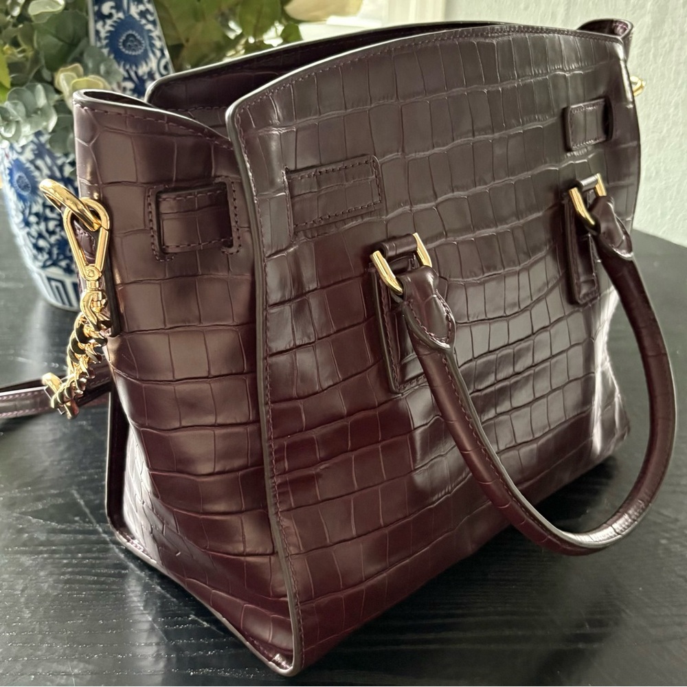 Michael Kors Merlot Colored Croc-Embossed Hamilton - Picture 6 of 14